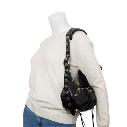 Balenciaga Black Arena Leather Le Cagole Small Shoulder Bag