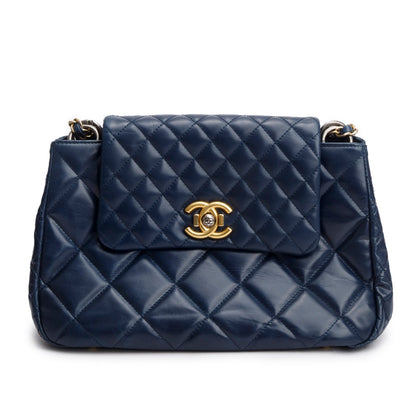 Chanel Navy Aged Calfskin Quilted Daily Walk Accordion Flap Shoulder Bag
