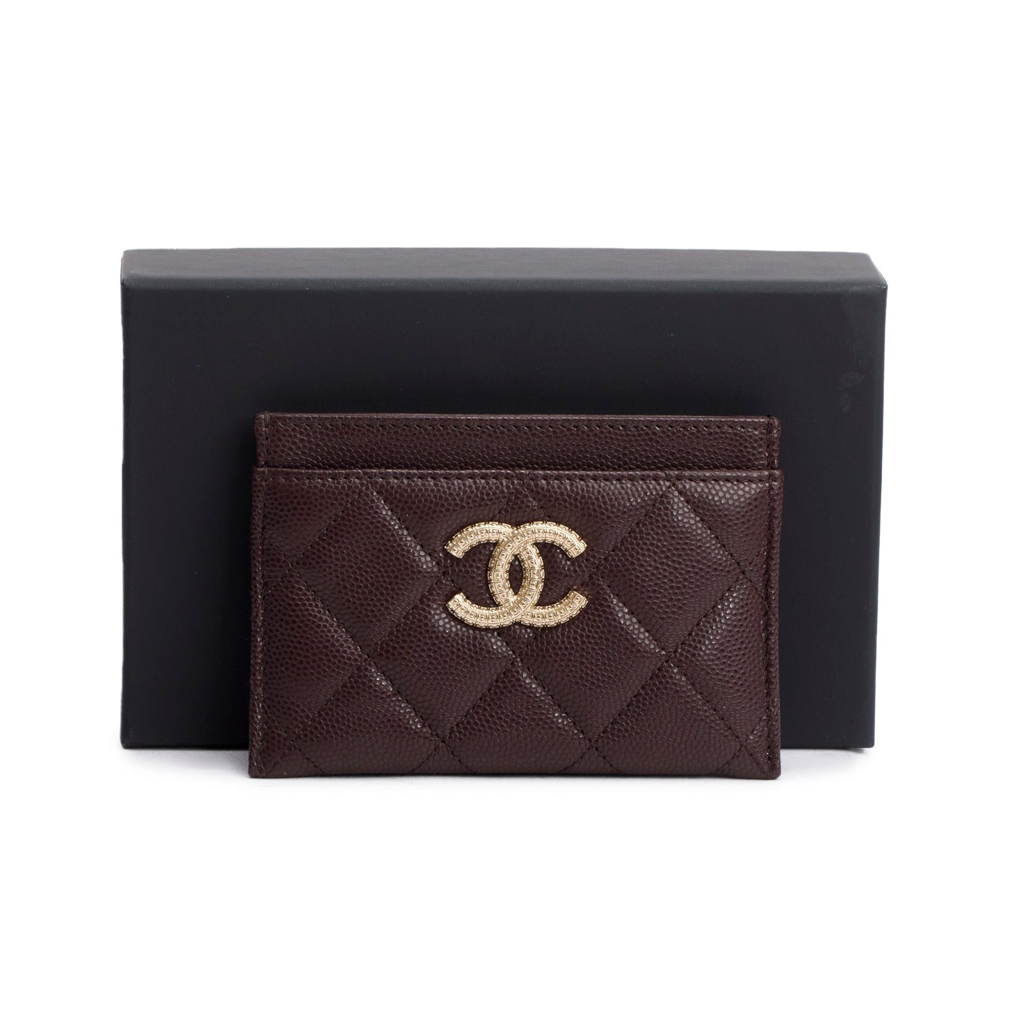 Chanel Burgundy Quilted Caviar Leather Card Holder