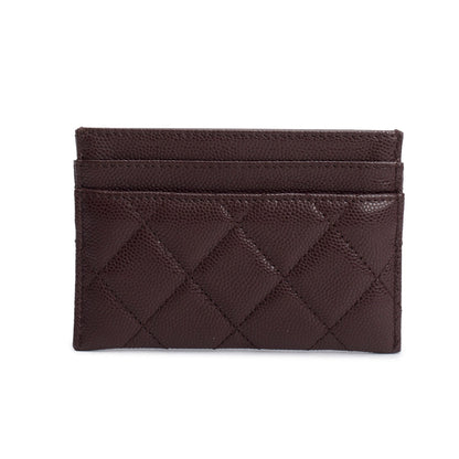 Chanel Burgundy Quilted Caviar Leather Card Holder