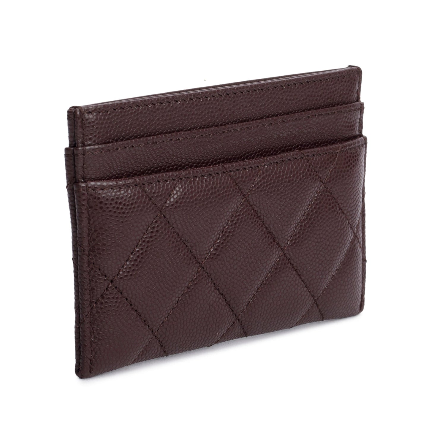 Chanel Burgundy Quilted Caviar Leather Card Holder
