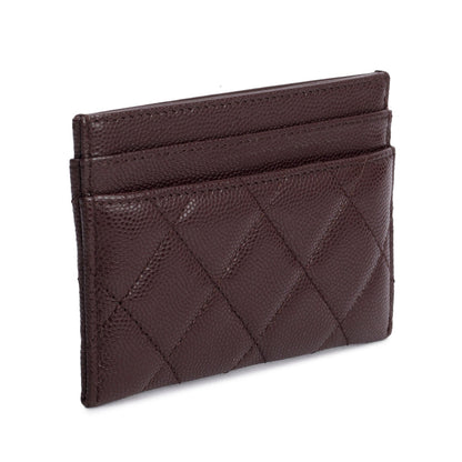 Chanel Burgundy Quilted Caviar Leather Card Holder