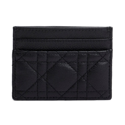 Christian Dior 2023 Black Supple Cannage Leather Caro Freesia Card Holder