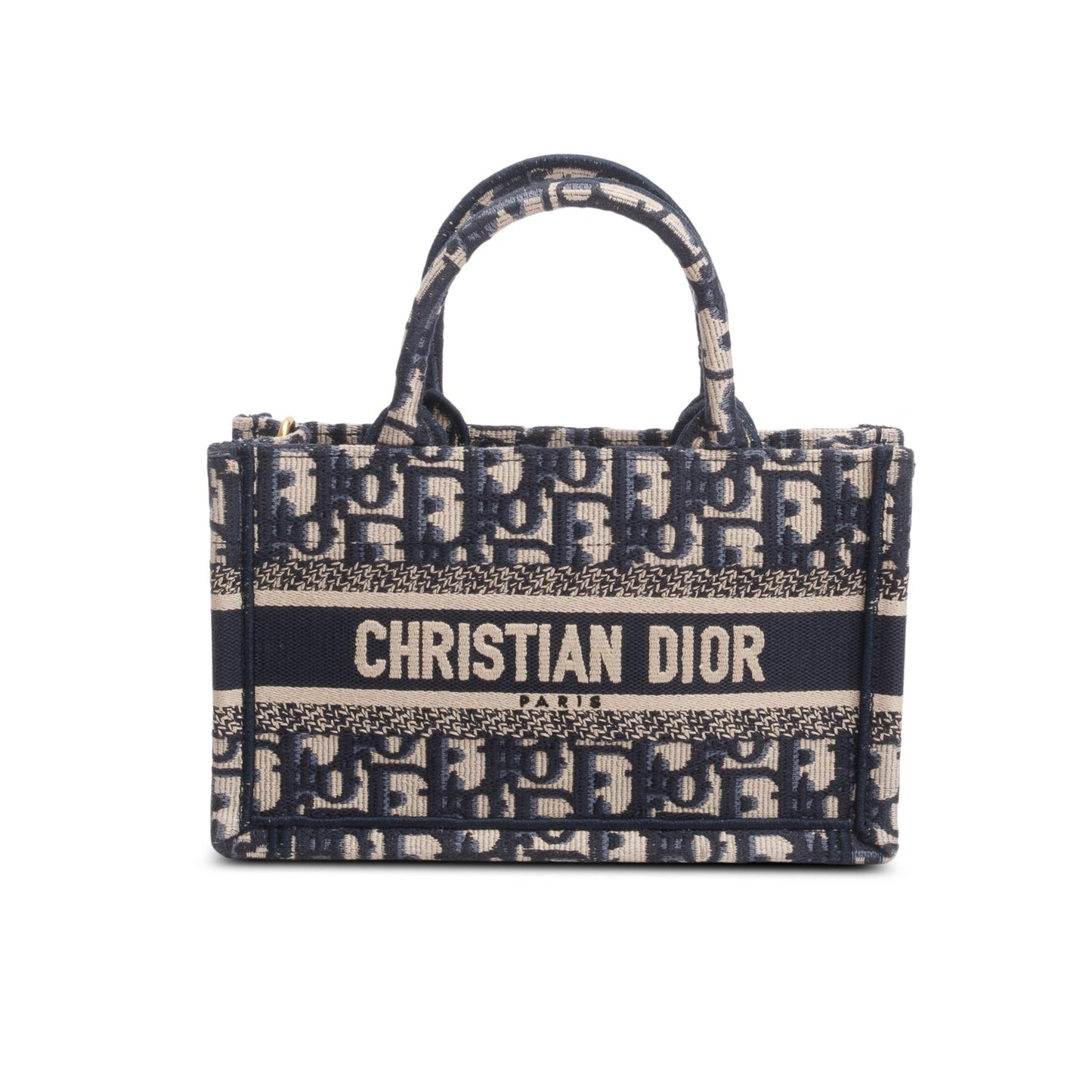 Christian Dior 2024 Blue Oblique Embroidered Mini Book Tote