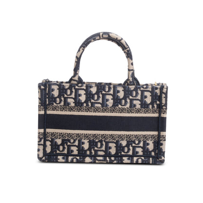 Christian Dior 2024 Blue Oblique Embroidered Mini Book Tote