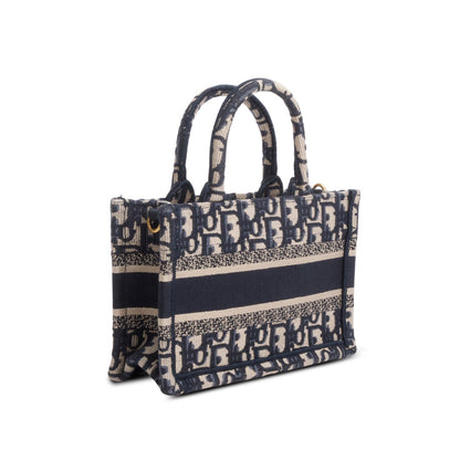 Christian Dior 2024 Blue Oblique Embroidered Mini Book Tote