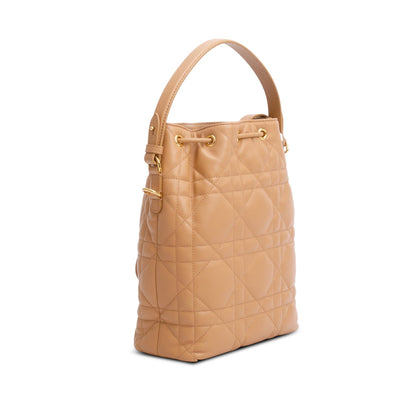 Christian Dior 2025 Brown Macrocannage Lambskin Small Caro Bucket Bag