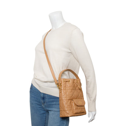 Christian Dior 2025 Brown Macrocannage Lambskin Small Caro Bucket Bag