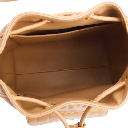 Christian Dior 2025 Brown Macrocannage Lambskin Small Caro Bucket Bag