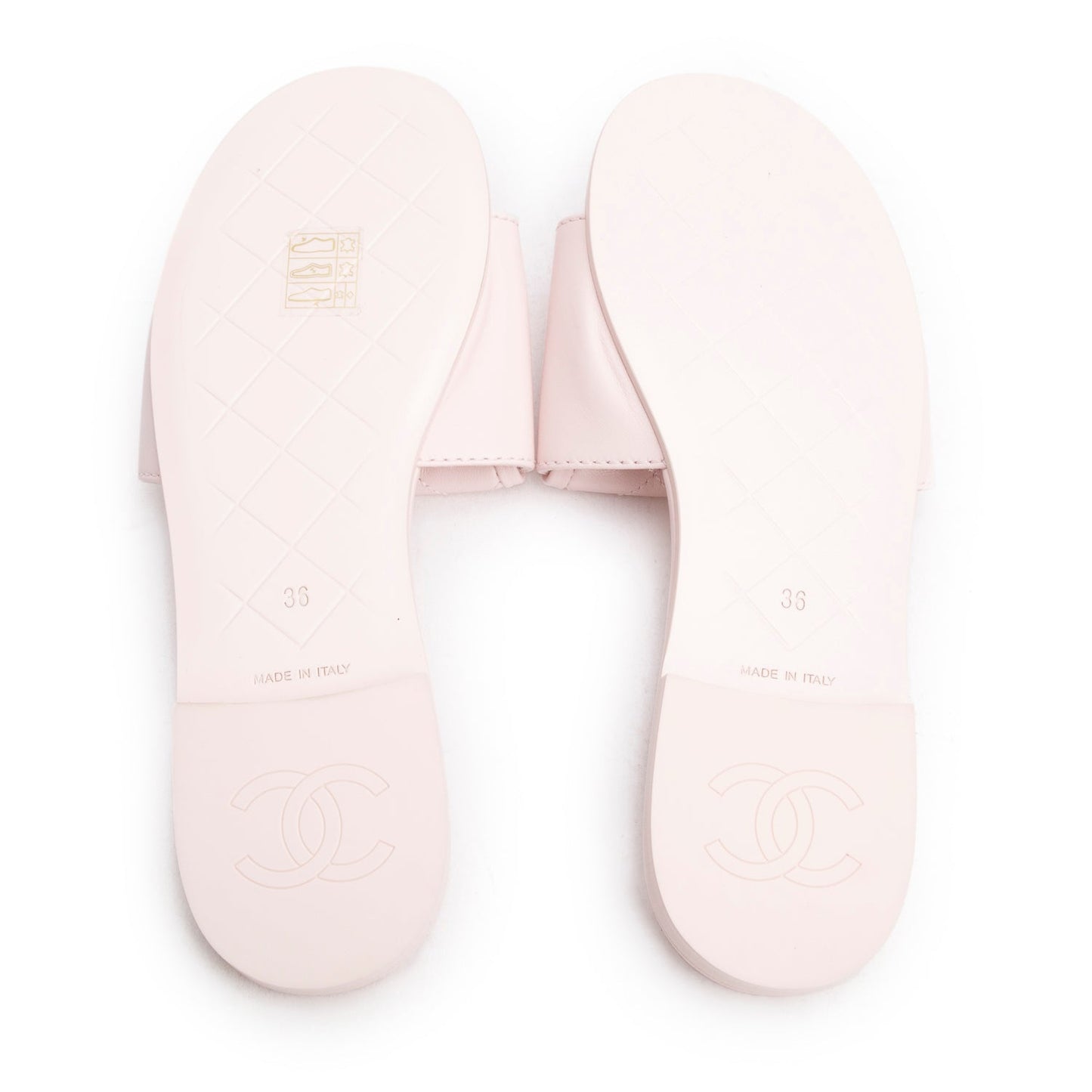 Chanel Pink Lambskin Quilted Turnlock Flat Mules, Size 36