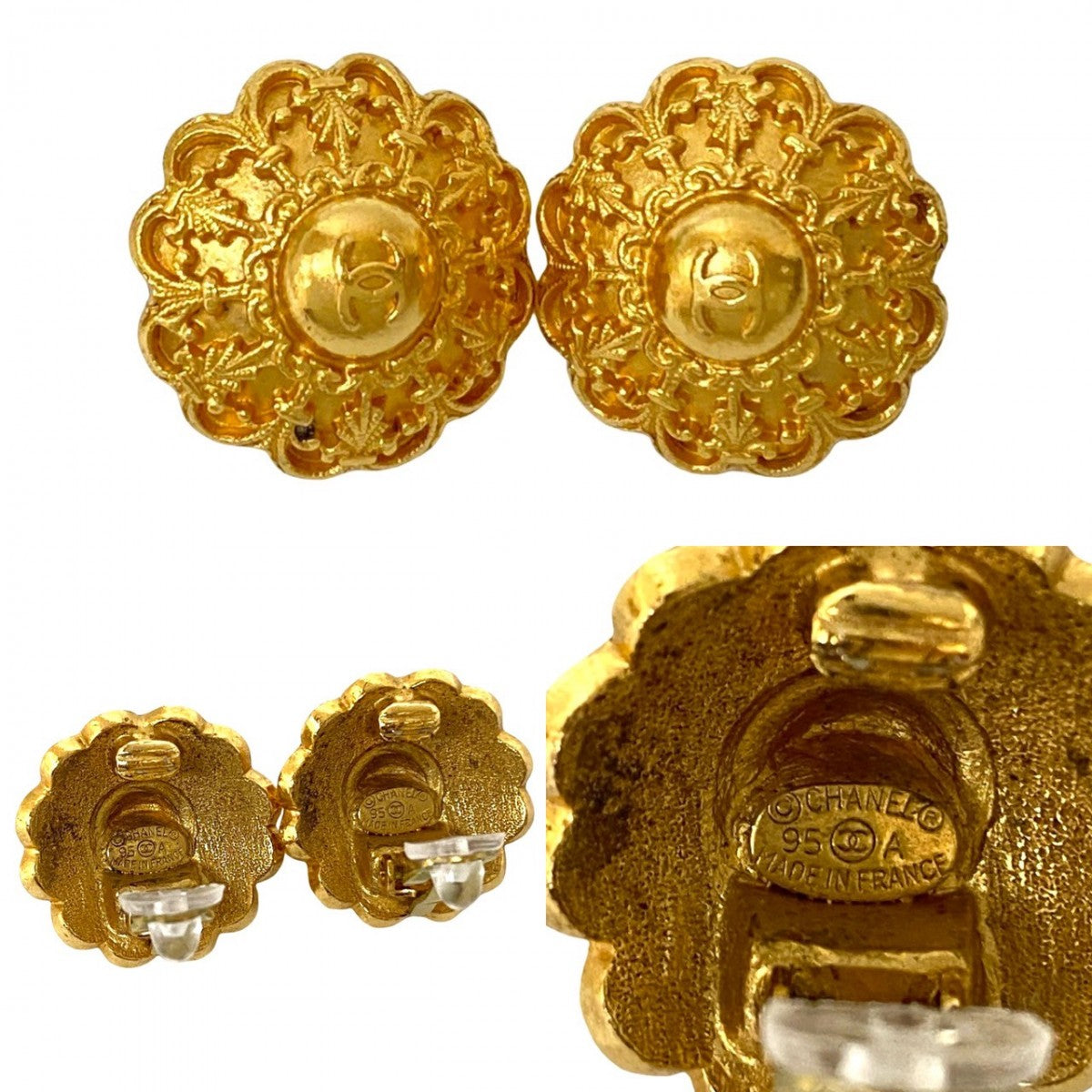 CHANEL Earring Gold Plated gold COCO Mark Women