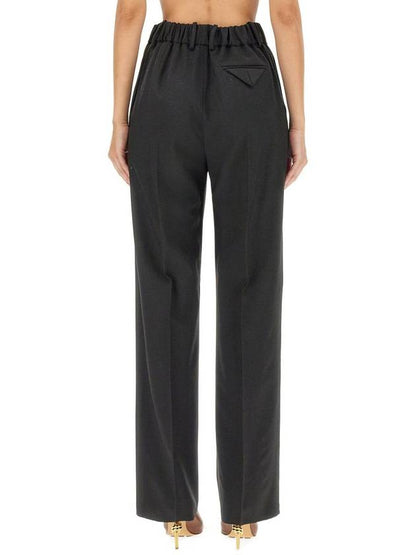 Luxury Bottega Veneta Light Wool Wide Leg Pants Black