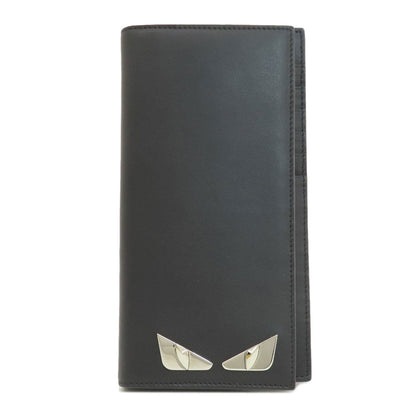 FENDI Long Wallet Purse leather black monster