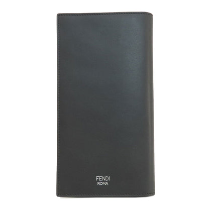 FENDI Long Wallet Purse leather black monster