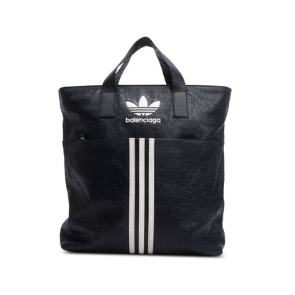 Balenciaga x Adidas Black Leather North-South Tote Bag