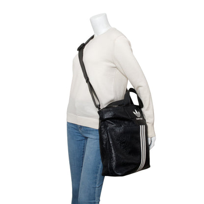 Balenciaga x Adidas Black Leather North-South Tote Bag