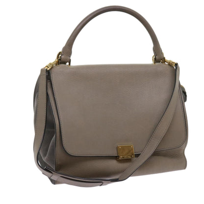 Luxury CELINE Trapeze Hand Bag Leather 2way Gray  65125