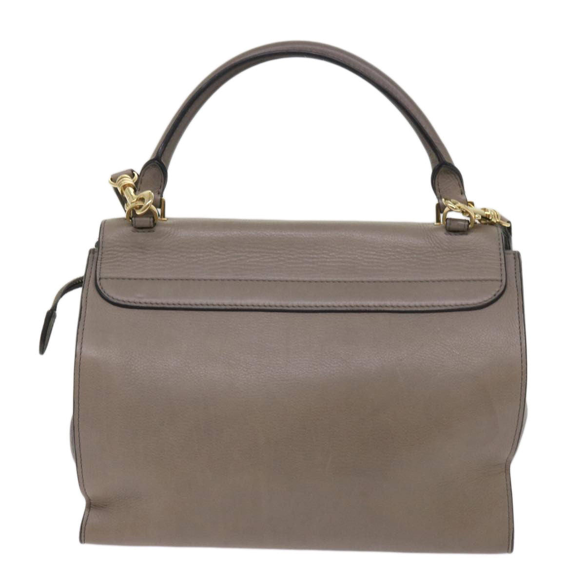 Luxury CELINE Trapeze Hand Bag Leather 2way Gray  65125