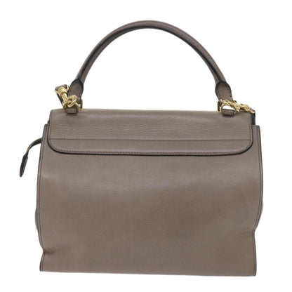 Luxury CELINE Trapeze Hand Bag Leather 2way Gray  65125