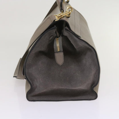 Luxury CELINE Trapeze Hand Bag Leather 2way Gray  65125