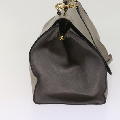 Luxury CELINE Trapeze Hand Bag Leather 2way Gray  65125