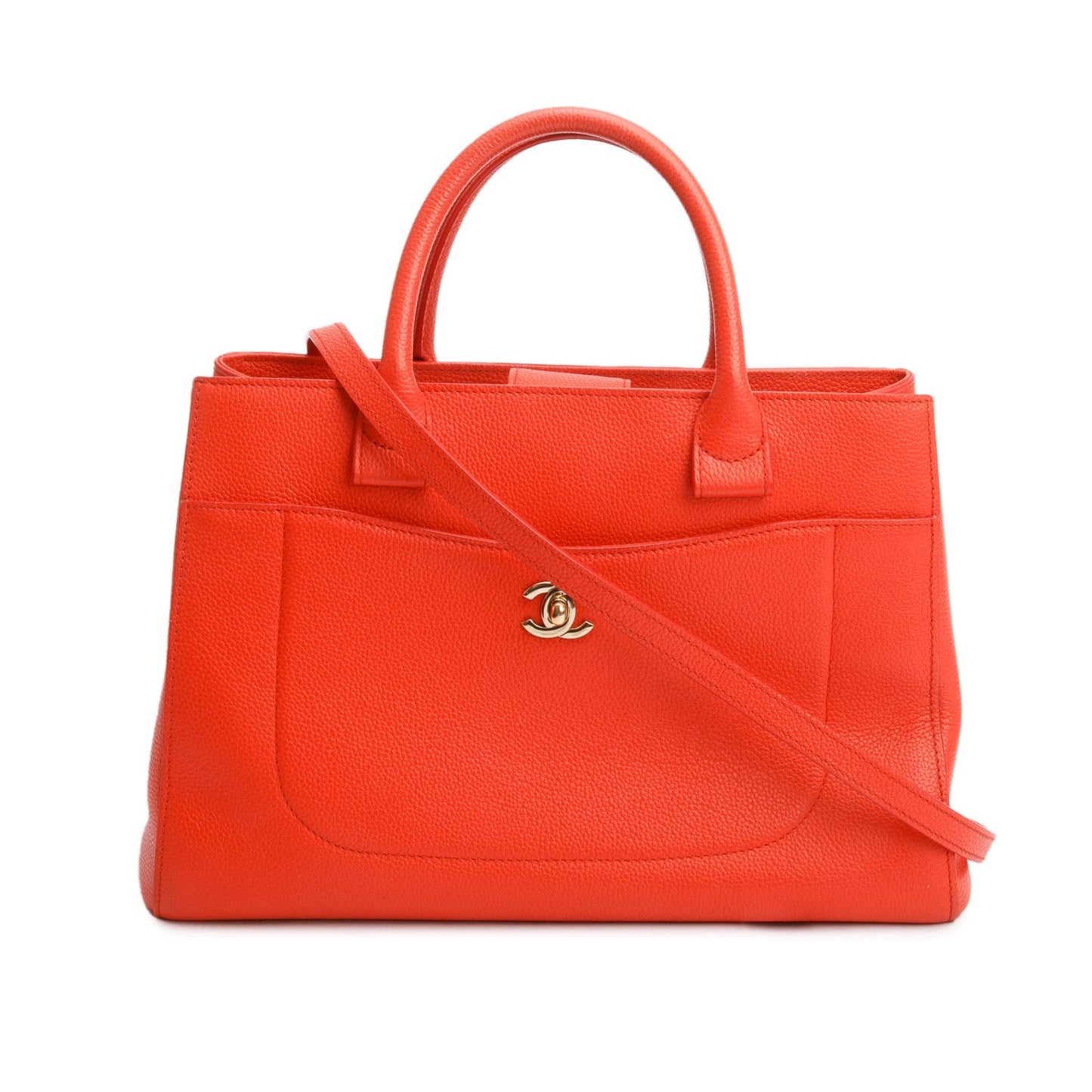 Chanel Red Grained Calfskin Small Neo Executive Shopper Tote