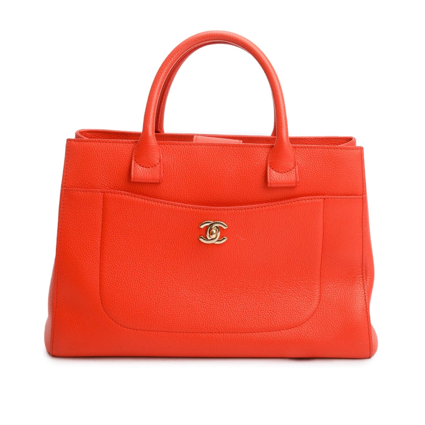 Chanel Red Grained Calfskin Small Neo Executive Shopper Tote