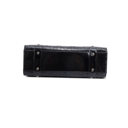 Christian Dior Vintage Black Patent Leather Cannage Calfskin Small East West Lady Dior