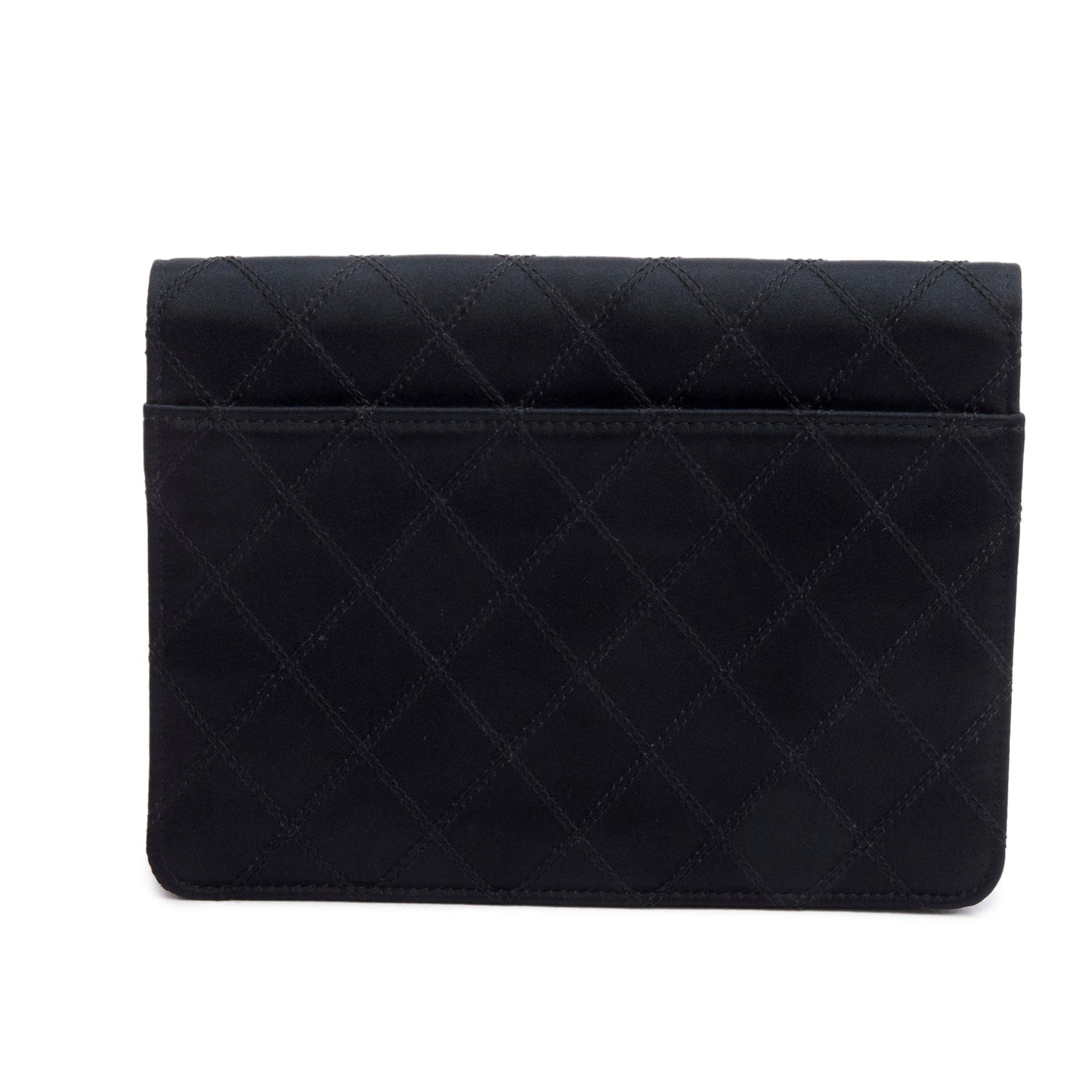 Chanel Vintage Black Satin CC Pouch