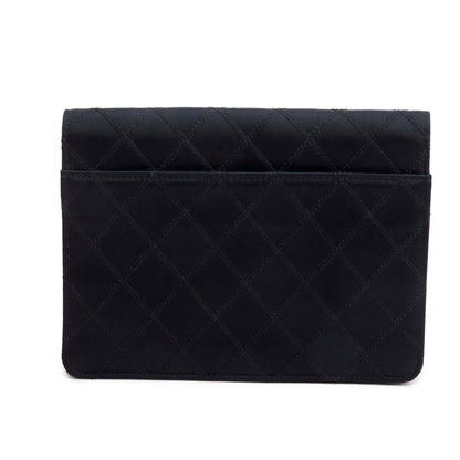 Chanel Vintage Black Satin CC Pouch