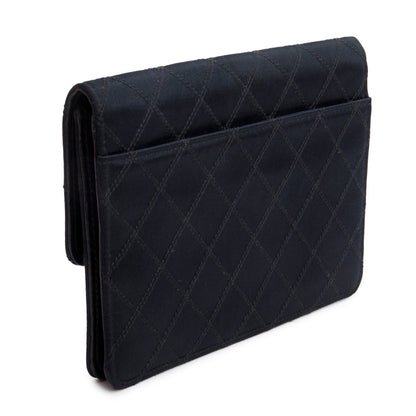 Chanel Vintage Black Satin CC Pouch
