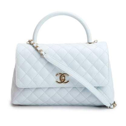 Chanel Blue Caviar Quilted Small Coco Handle Flap