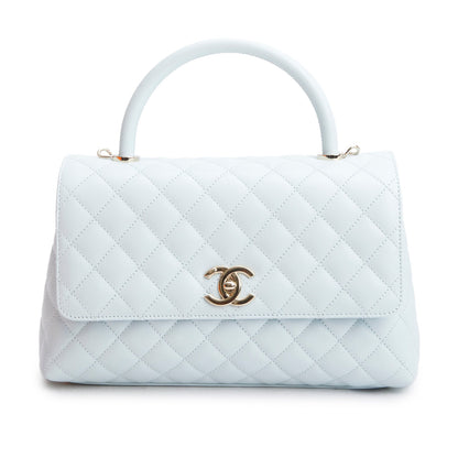 Chanel Blue Caviar Quilted Small Coco Handle Flap