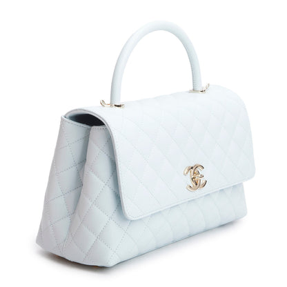 Chanel Blue Caviar Quilted Small Coco Handle Flap