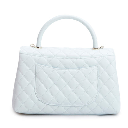 Chanel Blue Caviar Quilted Small Coco Handle Flap