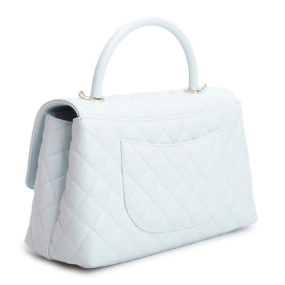 Chanel Blue Caviar Quilted Small Coco Handle Flap