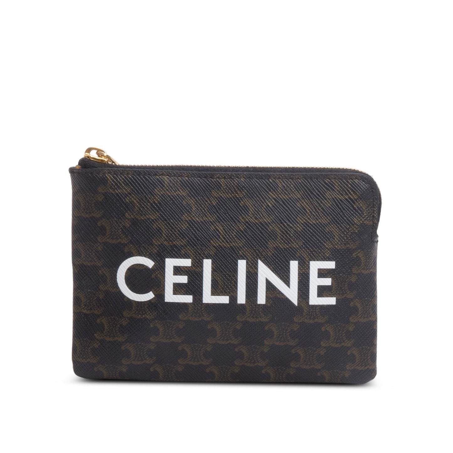 Celine 2024 Triomphe Canvas Logo Coin and Card Pouch with Hook