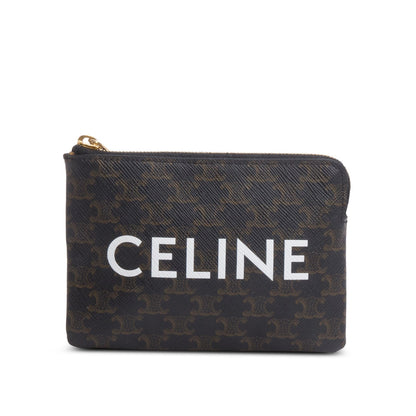 Celine 2024 Triomphe Canvas Logo Coin and Card Pouch with Hook