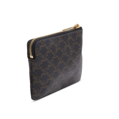 Celine 2024 Triomphe Canvas Logo Coin and Card Pouch with Hook