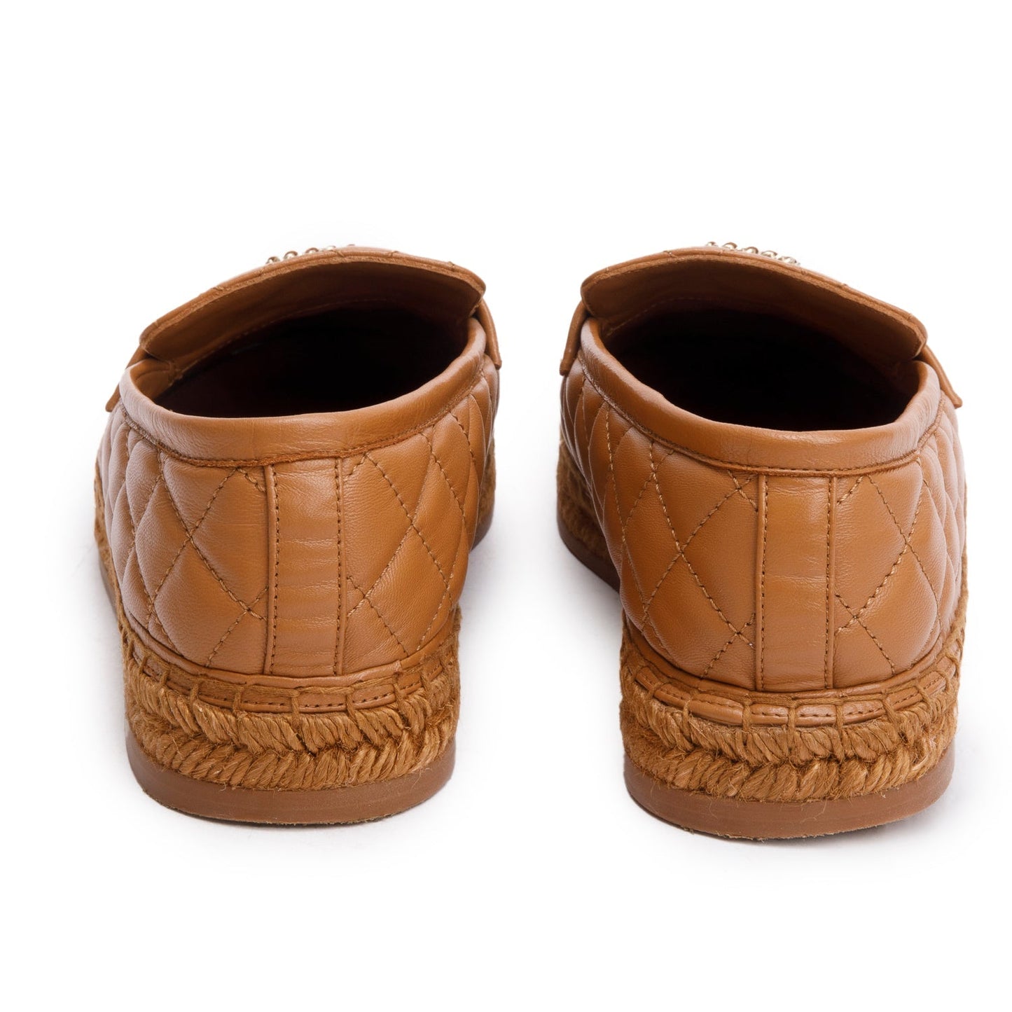Chanel Brown Quilted Leather Interlocking CC Logo Espadrilles, Size 39