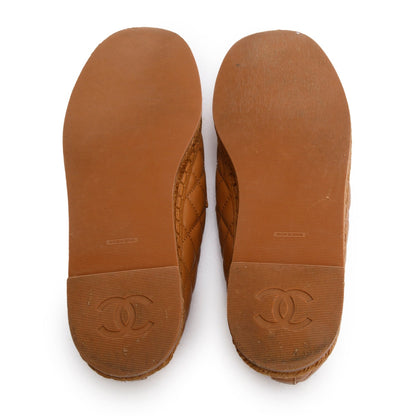Chanel Brown Quilted Leather Interlocking CC Logo Espadrilles, Size 39