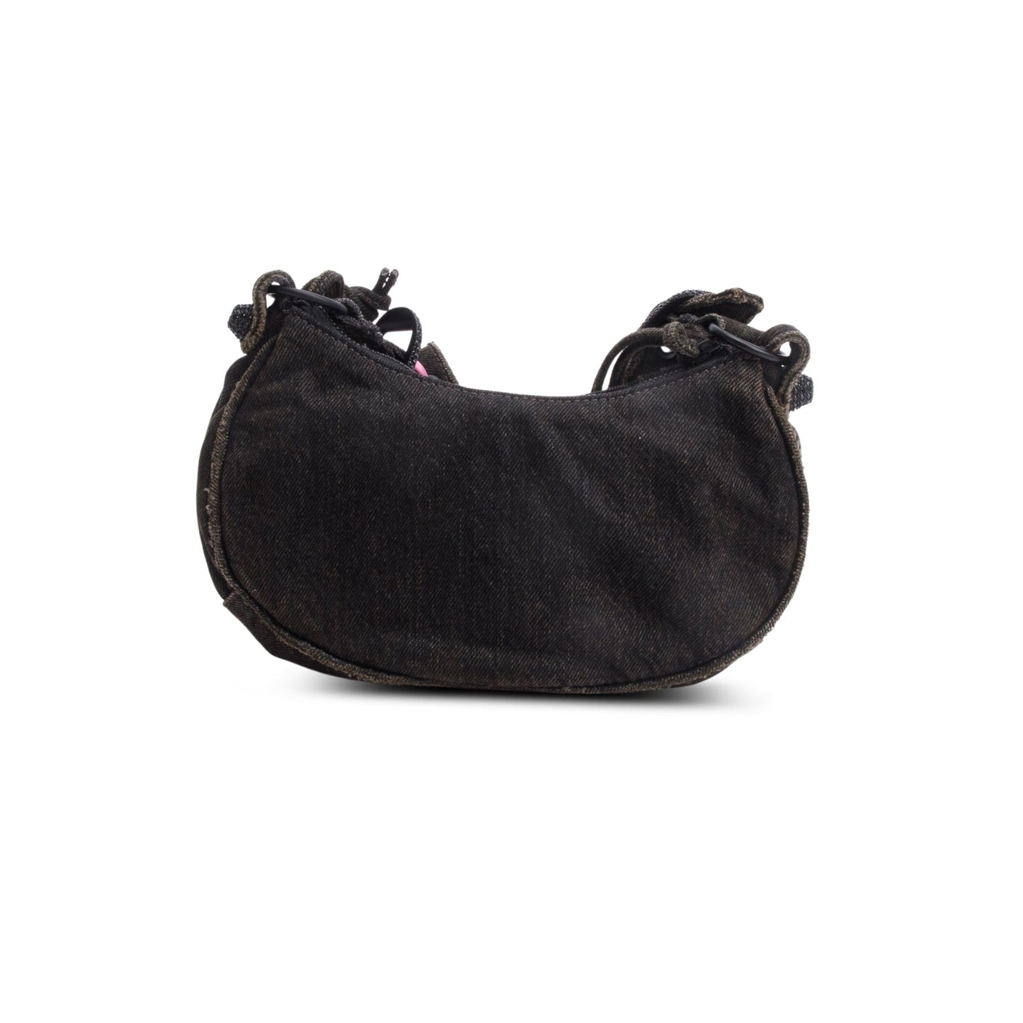 Balenciaga Black Washed Frayed Denim Crystal Le Cagole XS