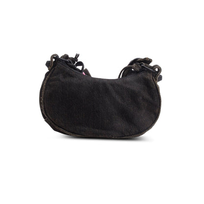 Balenciaga Black Washed Frayed Denim Crystal Le Cagole XS
