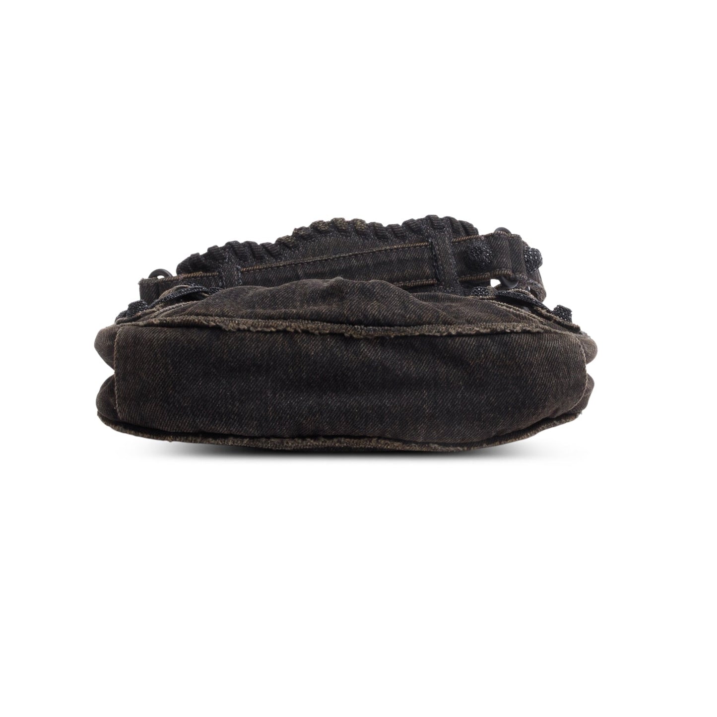 Balenciaga Black Washed Frayed Denim Crystal Le Cagole XS
