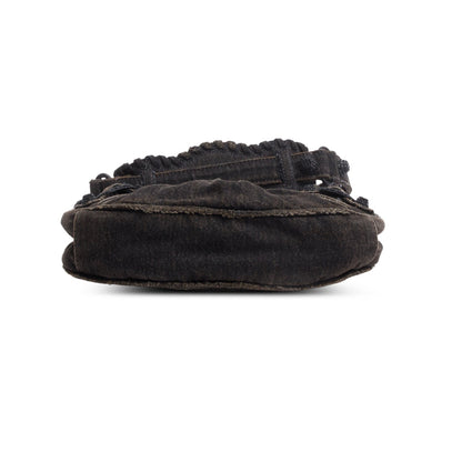 Balenciaga Black Washed Frayed Denim Crystal Le Cagole XS