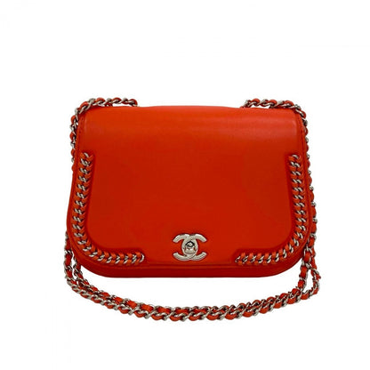 CHANEL Shoulder Bag leather Orange COCO Mark Women