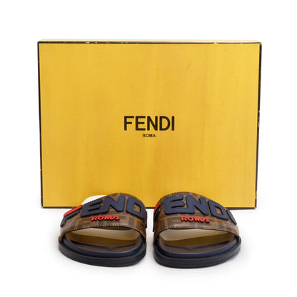 Fendi x Fila Zucca FF Logo Canvas Rubber Slides, Men’s Size 8