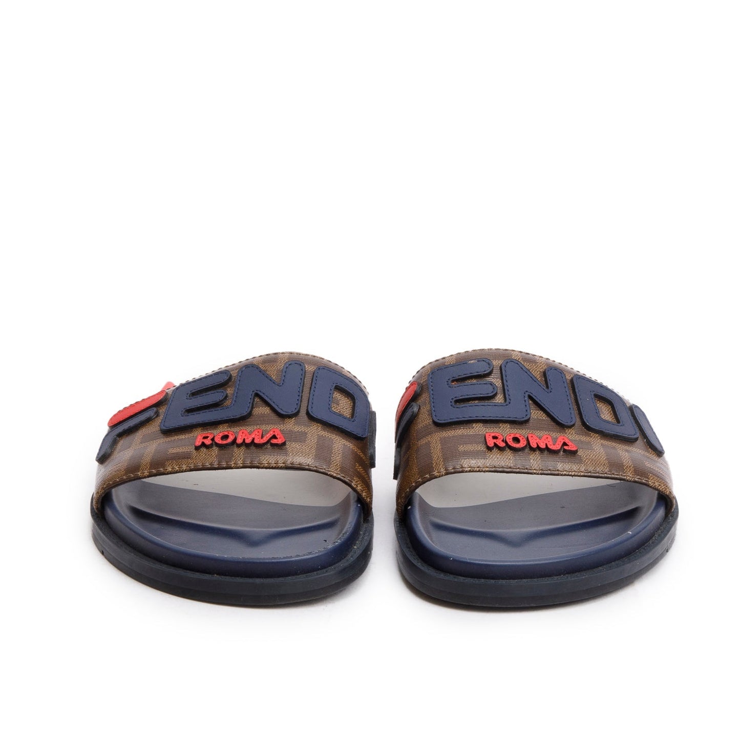 Fendi x Fila Zucca FF Logo Canvas Rubber Slides, Men’s Size 8