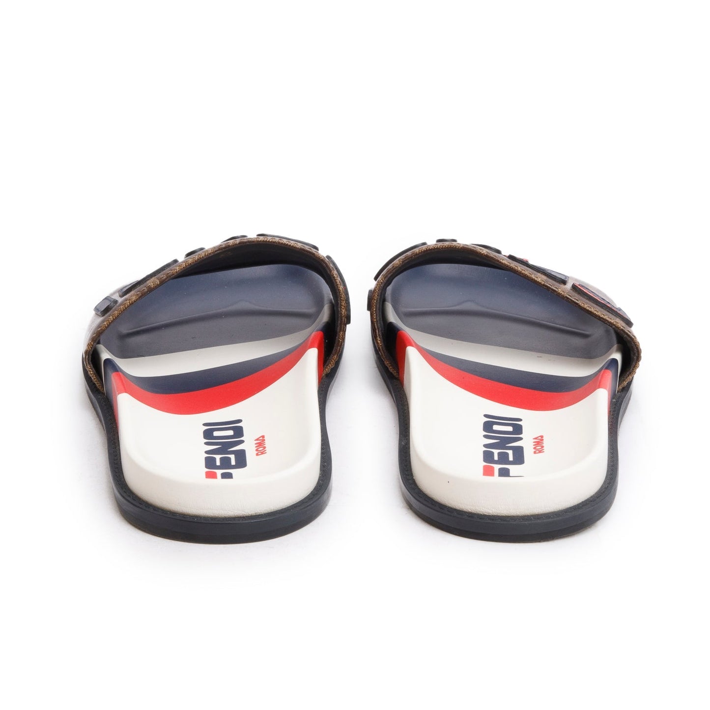 Fendi x Fila Zucca FF Logo Canvas Rubber Slides, Men’s Size 8