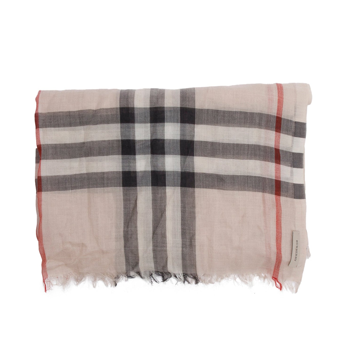 Burberry Creme Multicolor Gauze Giant House Check Silk Wool Scarf